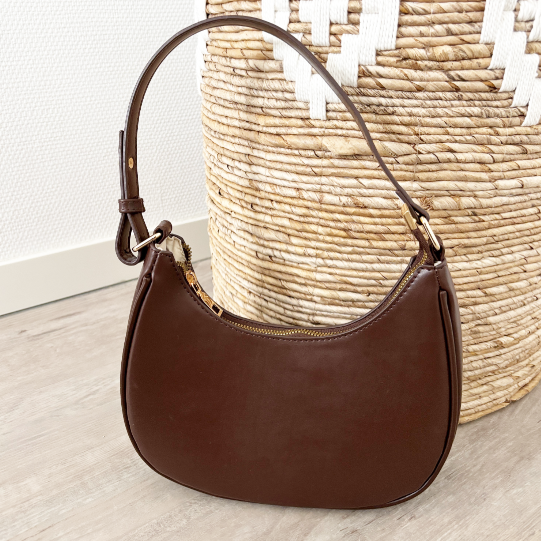 donker bruine schouder & crossbody tas