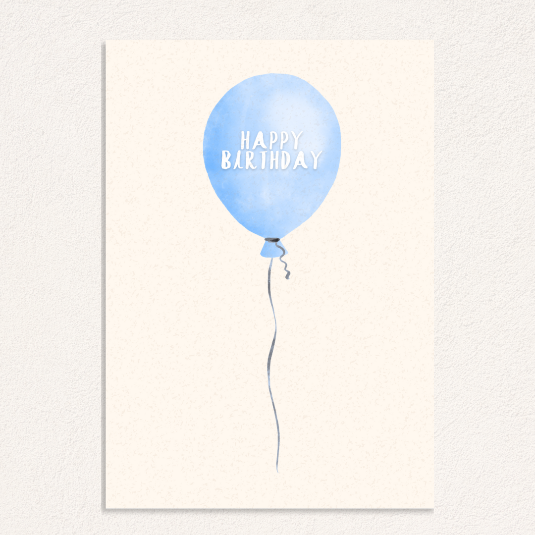 happy birthday ballon blauw kaart