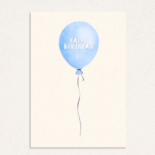 happy birthday ballon blauw kaart